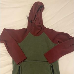 Melanzana micro grid hoodie Burgundy/Green